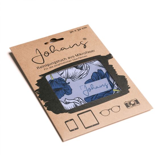 Johans® XXL Mikrofasertuch | Optikerqualität 30x30cm zur Reinigung von Brille, Smartphone, Tablet, Kamera | Brillenputztuch, Displaytuch (Mohn)
