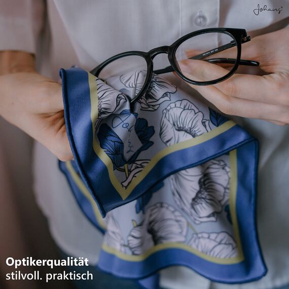 Johans® XXL Mikrofasertuch | Optikerqualität 30x30cm zur Reinigung von Brille, Smartphone, Tablet, Kamera | Brillenputztuch, Displaytuch (Mohn)