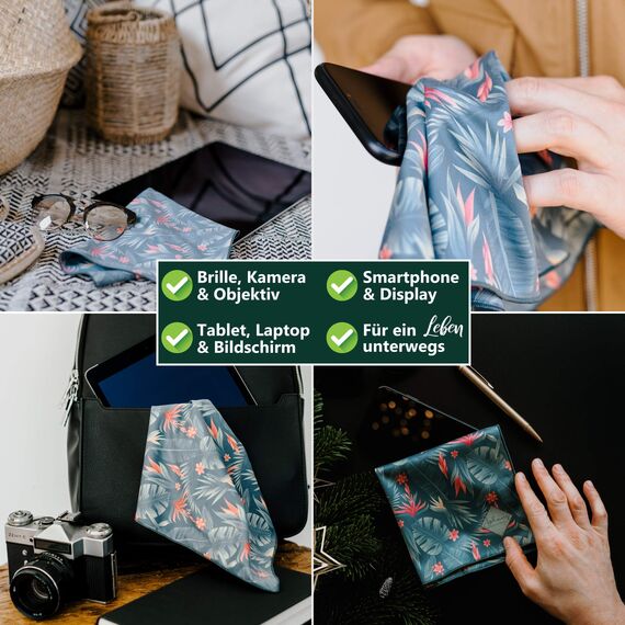 Johans® XXL Mikrofasertuch | Optikerqualität 30x30cm zur Reinigung von Brille, Smartphone, Tablet, Kamera | Brillenputztuch, Displaytuch