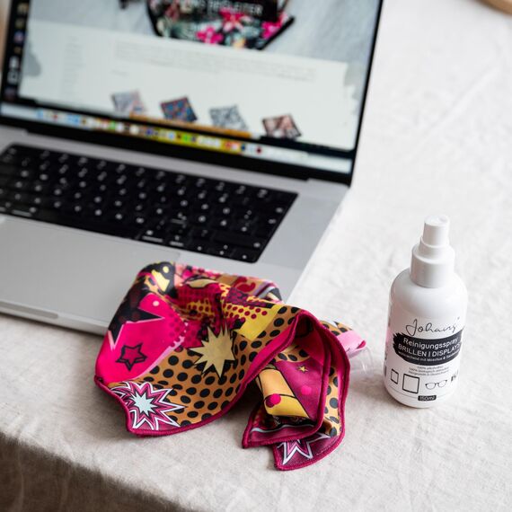 Johans® XXL Mikrofasertuch | Optikerqualität 30x30cm zur Reinigung von Brille, Smartphone, Tablet, Kamera | Brillenputztuch, Displaytuch (Rockabilly)