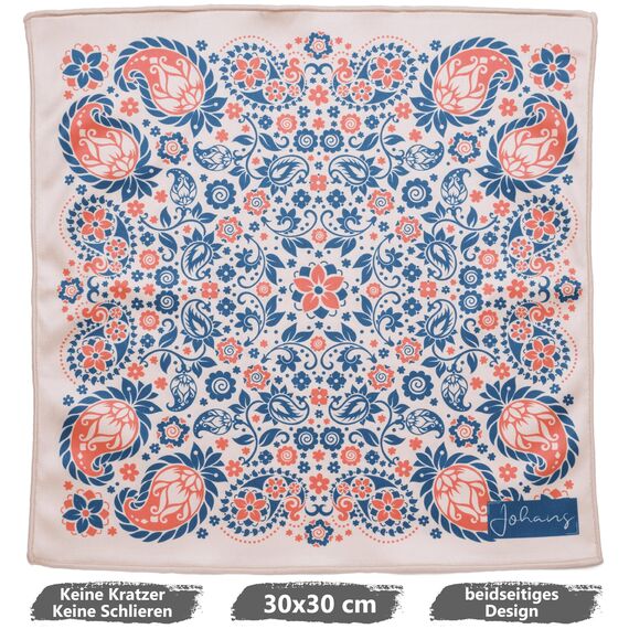 Johans® XXL Mikrofasertuch | Optikerqualität 30x30cm zur Reinigung von Brille, Smartphone, Tablet, Kamera | Brillenputztuch, Displaytuch (Bandana)