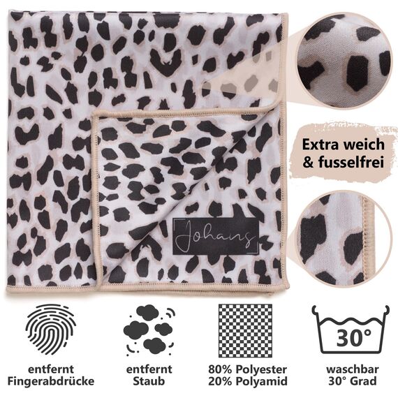 Johans® XXL Mikrofasertuch zur Reinigung von Smartphone, Tablet, Brille, Display, Kamera | Displaytuch, Brillenputztuch, Reinigungstuch | Optikerqualität in 30x30cm (Leo Grey)