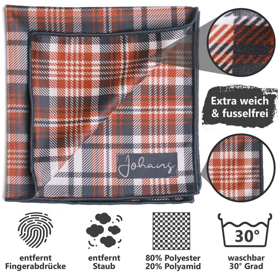 Johans® XXL Mikrofasertuch | Optikerqualität 30x30cm zur Reinigung von Brille, Smartphone, Tablet, Kamera | Brillenputztuch, Displaytuch (Henry)