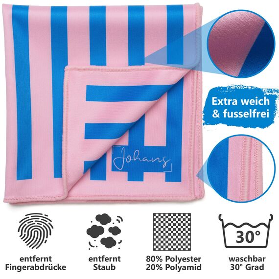 Johans® XXL Mikrofasertuch zur Reinigung von Smartphone, Tablet, Brille, Display, Kamera | Displaytuch, Brillenputztuch, Reinigungstuch | Optikerqualität in 30x30cm (Stripes)
