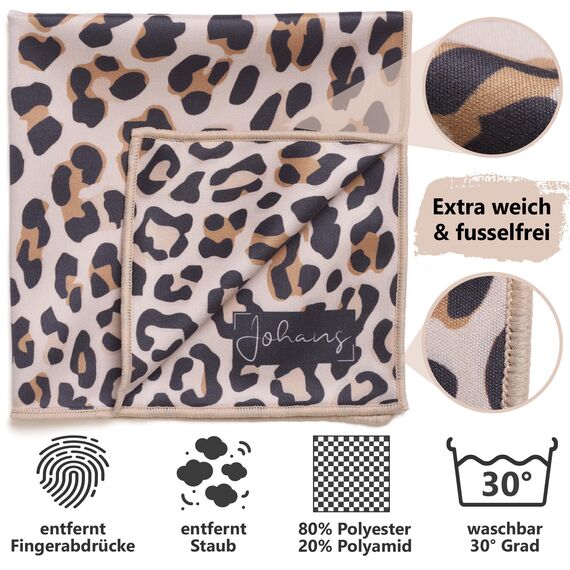 Johans® XXL Mikrofasertuch zur Reinigung von Smartphone, Tablet, Brille, Display, Kamera | Displaytuch, Brillenputztuch, Reinigungstuch | Optikerqualität in 30x30cm (Leo Classic)