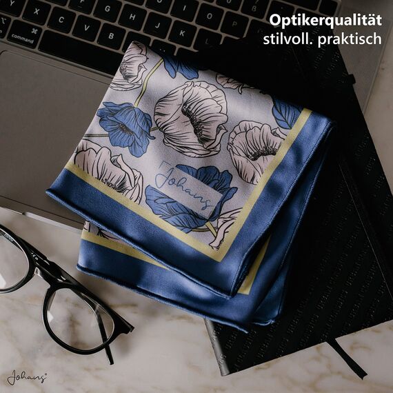 Johans® XXL Mikrofasertuch | Optikerqualität 30x30cm zur Reinigung von Brille, Smartphone, Tablet, Kamera | Brillenputztuch, Displaytuch (Mohn)