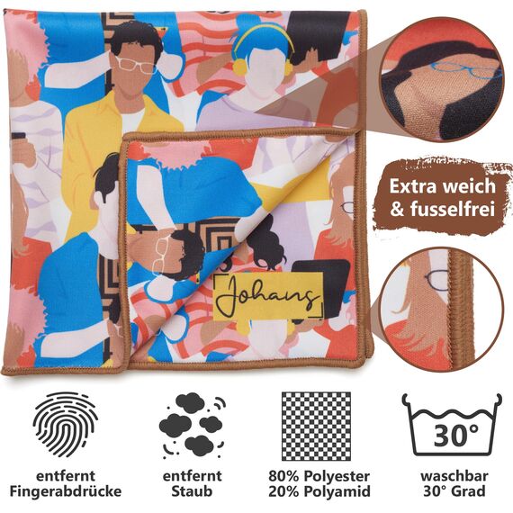 Johans® XXL Mikrofasertuch zur Reinigung von Smartphone, Tablet, Brille, Display, Kamera | Displaytuch, Brillenputztuch, Reinigungstuch | Optikerqualität in 30x30cm (Folks)