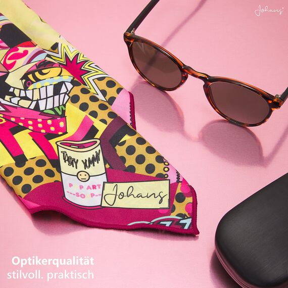 Johans® XXL Mikrofasertuch | Optikerqualität 30x30cm zur Reinigung von Brille, Smartphone, Tablet, Kamera | Brillenputztuch, Displaytuch (Rockabilly)