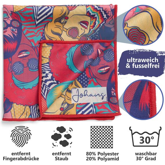 Johans® XXL Mikrofasertuch zur Reinigung von Smartphone, Tablet, Brille, Display, Kamera | Displaytuch, Brillenputztuch, Reinigungstuch | Optikerqualität in 30x30cm (Girls)