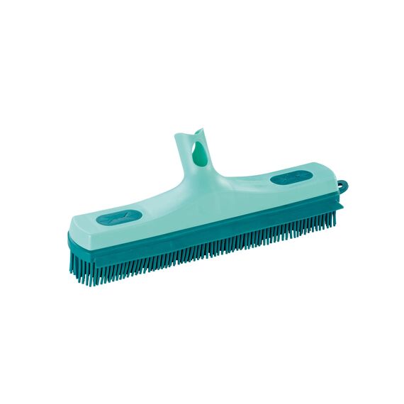 Leifheit Gummibesen Click System mit hygienischen Supraborsten und Wasserabziehkante, Besen für Innen- und Außenbereich, Besenkopf mit Gummiborsten für gründliche Reinigung, ohne Stiel