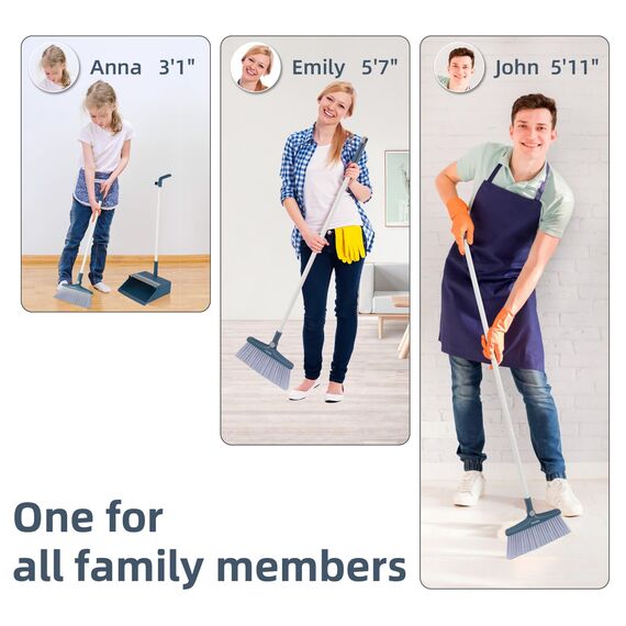 SDARISB Besen und Kehrschaufel Set mit 127cm Langem Griff Aufrechter Schaufel und Besen Set 180 Grad Drehbar Kehrmaschine und Kehrschaufel Combo für Haus Küche Büro Lobby Terrasse