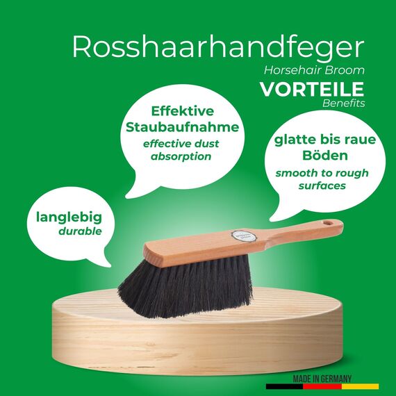 Novaliv 4er Set Handfeger Klein ROSSHAARMISCHUNG weiche Borsten - Mix Rosshaar Handfeger Auto Besenbürste - Idealer Schneebesen Auto Rosshaarbesen Mix Schrankbesen Naturborsten Hand Brush Handkehrer