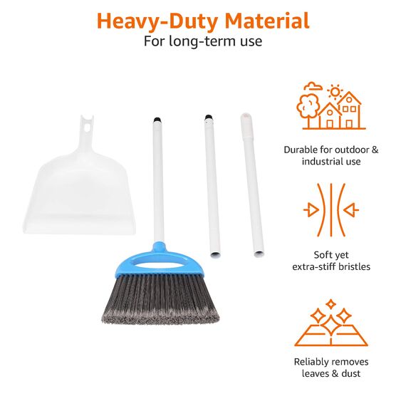 Amazon Basics Kehrschaufel- und Besen-Set, Blau/Weiß