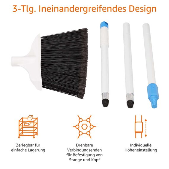 Amazon Basics Robuster Besen, Blau/Weiß