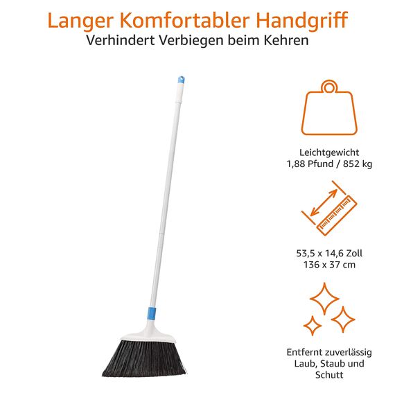 Amazon Basics Robuster Besen, Blau/Weiß