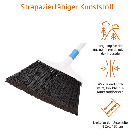 Amazon Basics Robuster Besen, Blau/Weiß