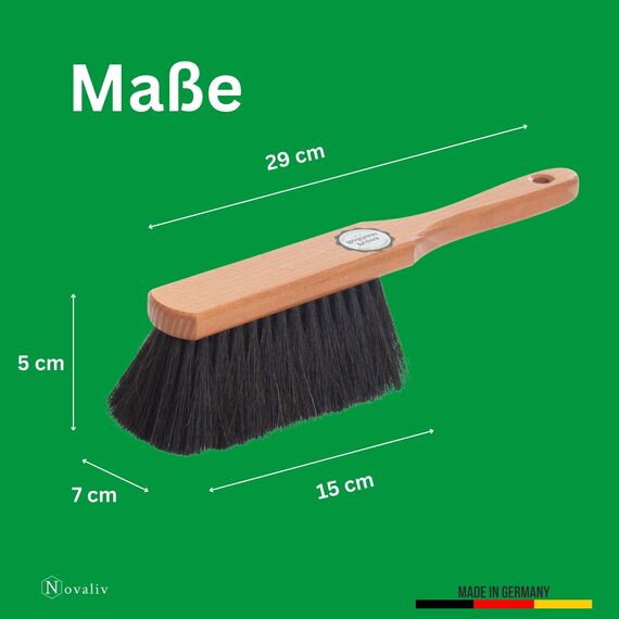 Novaliv 2X Mischung ROSSHAAR Handfeger Set Besen weiche Borsten - Mix Rosshaar Handfeger Auto Besenbürste - Idealer Schneebesen Auto Rosshaarbesen Mix Schrankbesen Naturborsten Hand Brush Handkehrer