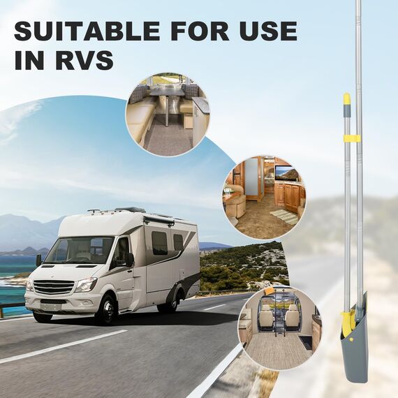 Jekayla Besen und Kehrschaufel Set, Kehrmaschine und Kehrschaufel Combo mit 137cm Langem Ausziehbarem Griff für die Haushaltsreinigung, Gelb