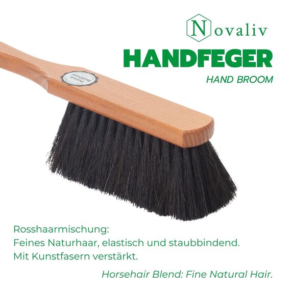 Novaliv Handfeger ROSSHAAR Mischung Besen weiche Borsten - Schrankbesen Gemischtes Rosshaar Handfeger Auto Besenbürste - Idealer Schneebesen Auto Rosshaarbesen Mix Naturborsten Hand Brush Handkehrer