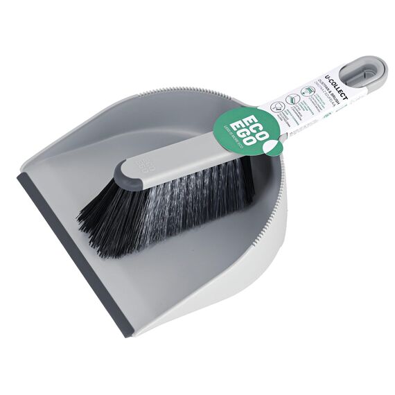 ECO EGO Kehrschaufel Set - Handfeger und Schaufel - Kehrgarnitur - Grau Schwarz - U-Collect
