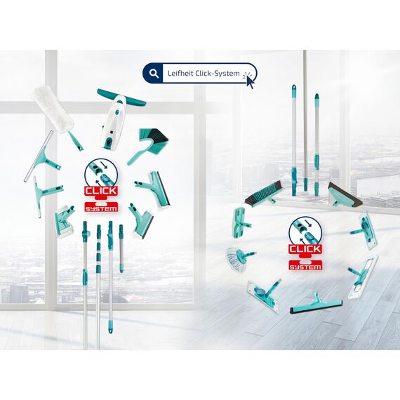 Leifheit Allround Besen Xtra Clean 40 cm mit X-Borsten, Kehrbesen mit Borsten aus Kunststofffaser, Besen mit schräger Stielanbindung, Besenkopf ohne Stiel, Kehrer mit Click-System