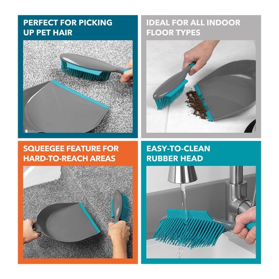Beldray Pet Plus+ Besen und Kehrschaufel-Set, Kehrgarnitur, Set aus Handfeger & Kehrblech, Schaufel und Besen-Set - Erfassen mühelos Staub, Tierhaare & Schmutz, für Haus, Büro & Flurreinigung