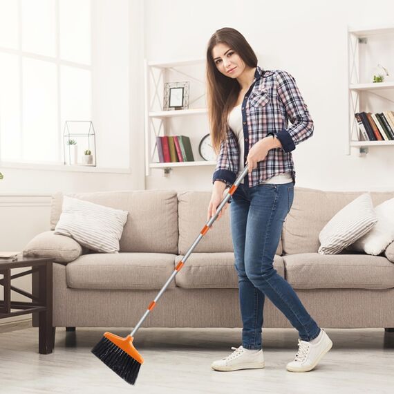 talifoca Besen und Kehrschaufel Set, Aufrechter Kehrmaschine und Kehrschaufel Combo, Kehrmaschine und Kehrschaufel Langem Griff für abnehmbares und klappbares Besen für die Bodenreinigung in Küche