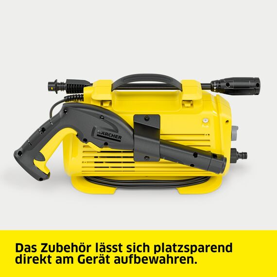 Kärcher Hochdruckreiniger K 2 Horizontal VPS, Druck: max. 110 bar, Fördermenge: 360 l/h, Flächenleistung: 20 m²/h, Gewicht: 3,5 kg, Hochdruckschlauch und -Pistole, Vario Power-Strahlrohr