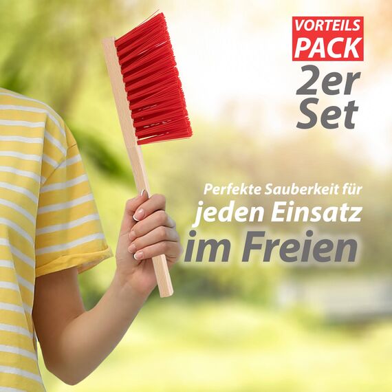 Hausfelder Handfeger 2er Set, Handbesen, Kehrbesen für Garten & Outdoor, mit harten Kunststoffborsten, Kleiner Besen für draußen