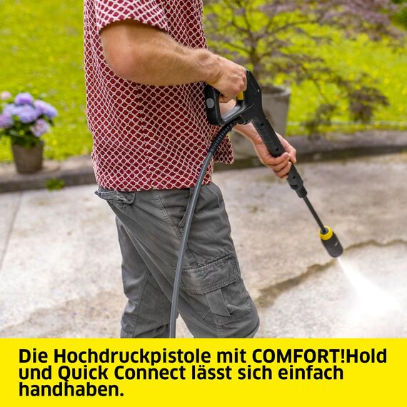 Kärcher Hochdruckreiniger K 4 Comfort Premium, Druck: max. 130 bar, Fördermenge: 420 l/h, Fläche: 30 m²/h, Gewicht: 17 kg, extra Flexibler Hochdruckschlauch, Schlauchtrommel, 4-in-1 Multi Jet
