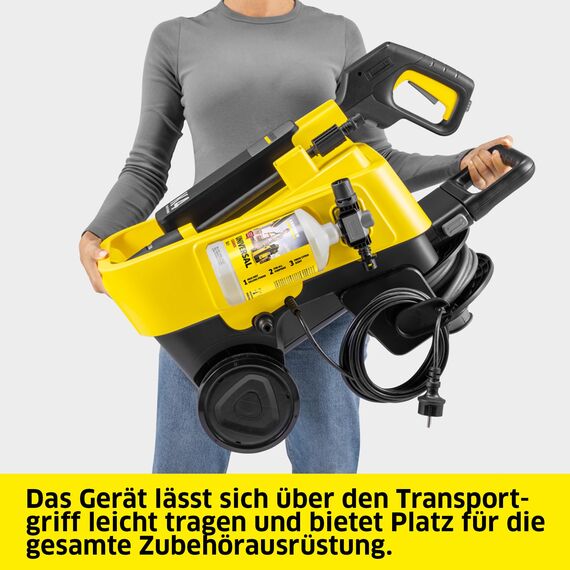 Kärcher Hochdruckreiniger K 4 Comfort Premium, Druck: max. 130 bar, Fördermenge: 420 l/h, Fläche: 30 m²/h, Gewicht: 17 kg, extra Flexibler Hochdruckschlauch, Schlauchtrommel, 4-in-1 Multi Jet