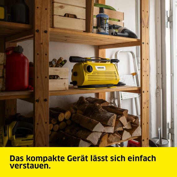 Kärcher Hochdruckreiniger K 2 Horizontal VPS Home, Druck: max. 110 bar, Fördermenge: 360 l/h, Flächenleistung: 20 m²/h, 3,5 kg, Hochdruckschlauch und -Pistole, Vario Power-Strahlrohr, Home Kit