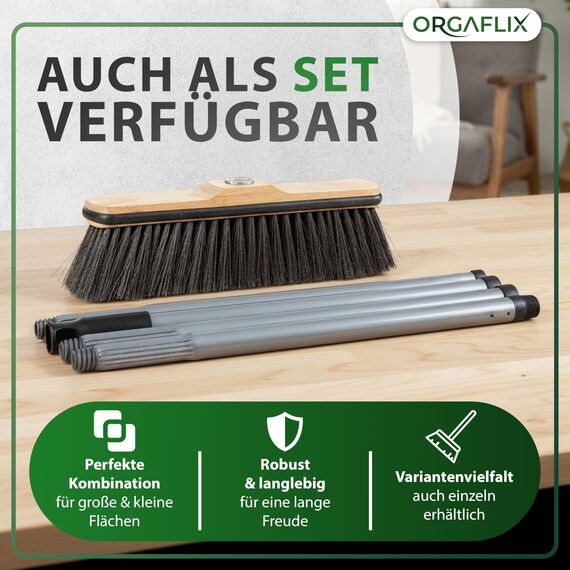 ORGAFLIX Premium Besen ohne Stiel Rosshaar mit Kantenschutz 28cm, extra staubbindend durch hochwertige Rosshaarmischung, Zimmerbesen, Kehrbesen ohne Besenstiel, Rosshaarbesen, Made in Germany