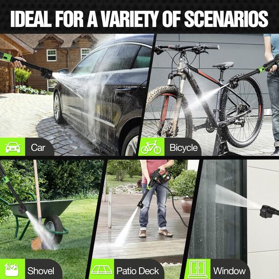 DeeprBlu Akku Hochdruckreiniger Auto, 50Bar Tragbarer Hochdruckreiniger Pistole mit 6-in-1 Verstellbarer Düse, Mobiler Hochdruckreinigers mit Akku 5.0Ah,Akku-Druckreinigerpistole für Auto &Bewässerung