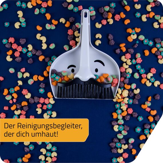 Peleg Design Dustache – Mini Tischkehrset mit Schnurrbart-Look | Tischbesen mit Schaufel & Kleiner Besen für Küche, Auto & Camping