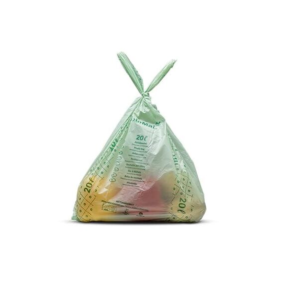 bioMat Kompostierbare 20l Biomüllbeutel mit Tragegriff, 26 Tüten, Premium-Qualität, DIN+ Zertifiziert, Klimaneutral, Made in Germany