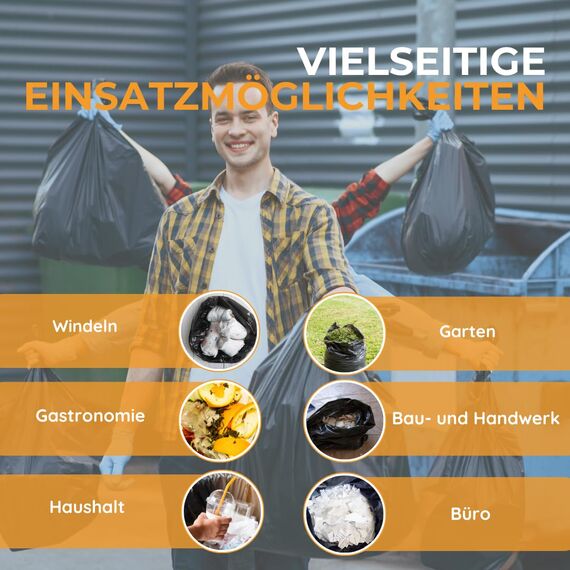 Müllsäcke 240 Liter extrastark & reißfest 60 μm Abfallsäcke, Müllbeutel, Müllsack, Abfallbeutel, Schwerlast Müllsäcke 240l extra stark für Haus, Garten, Industrie & Gastronomie (6 Rollen)