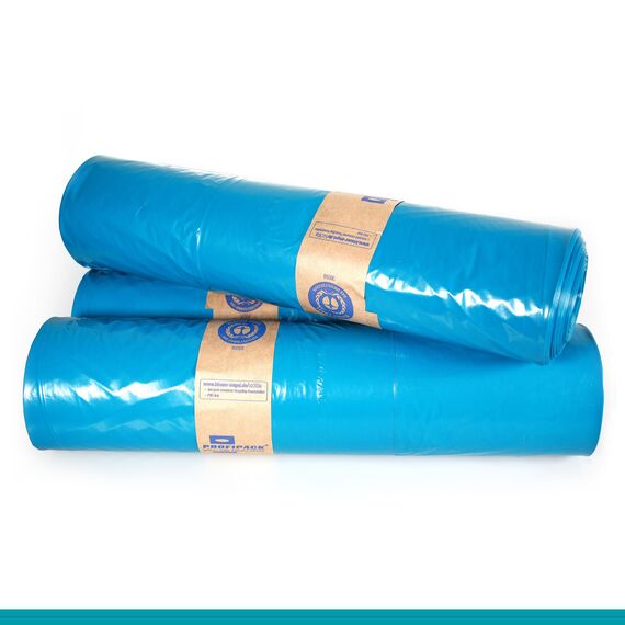 Inoverse 200 Stück(20 Rollen) Müllsäcke 150 Liter, Reißfest Müllbeutel, Abfallsäcke, 80x120 cm Blaue Müllsack, Mülltüten aus Recycling LDPE