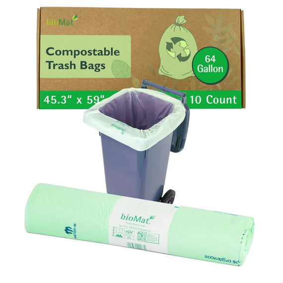 bioMat Kompostierbare 240l Biomüllbeutel, 10 Abfallsäcke für Biotonne, Restmülltonne, Made in Germany, Premium-Qualität, Klimaneutral
