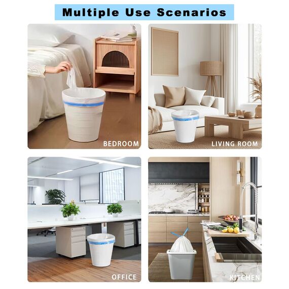 Xcdhemde 60 Stück Müllbeutel 35L - 57 x 65 cm，Mülltüten 35l mit praktischem Zugband, Reißfeste Müllsäcke, Wasserdichte Abfallsäcke für Zuhause oder Büro (Weiß)