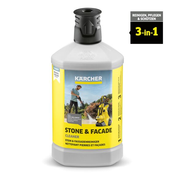 Kärcher Stein- und Fassadenreiniger RM 611, 3-in-1-Formel, 1 Liter - Kraftvoller Aktiv-Schmutzlöser, Schutz vor Wiederanschmutzung, Wind- und Wetterschutz