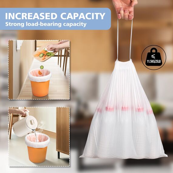 15-Liter Müllbeutel mit Zugbandverschluss – Ultra-starke, reißfeste Abfallsäcke für Bad, Büro & Haushalt (100 Stück )