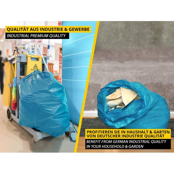 Müllsäcke 120L Blau - Extrem Reißfest - Abfallsäcke - Abfall Beutel XXL - Typ 100 Extra - Müllbeutel 120 L - 70 µ - 700x1100 mm - LDPE - Großer Müllsack - 120 Liter