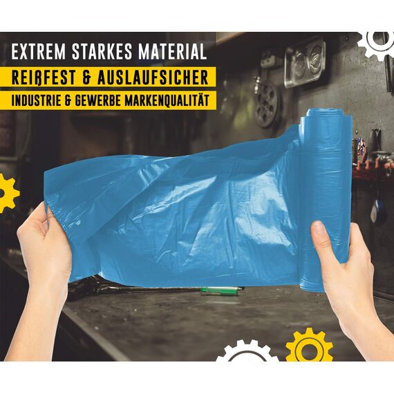 Müllsäcke 120L Blau 75 Stück - Extrem Reißfest - Abfallsäcke - Abfall Beutel XXL - Typ 100 Extra - Müllbeutel 120 L - 70 µ - 700x1100 mm - LDPE - Großer Müllsack - 120 Liter - Super Stark Mülltüten