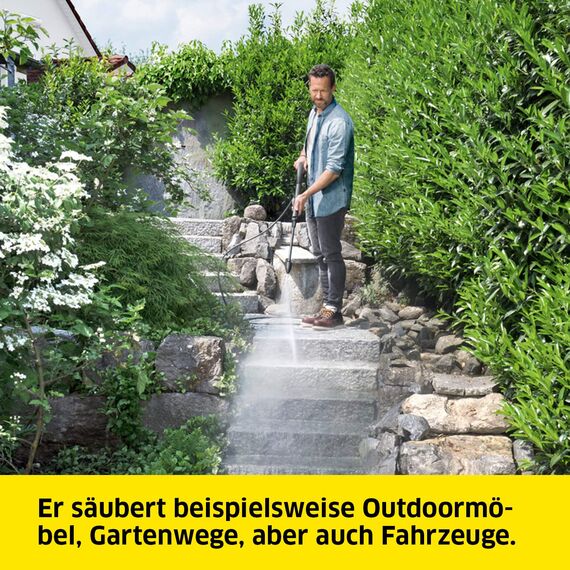 Kärcher Hochdruckreiniger K 4 Compact, Druck: max. 130 bar, Durchfluss: 420 l/h, Flächenleistung: 30 m²/h, Wasserfilter, Gewicht: 11 kg, Hochdruckschlauch und -Pistole, Dreckfräser, Strahlrohr