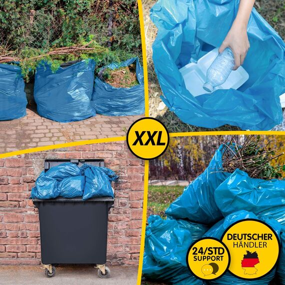 Müllsäcke 120L Blau - 150 Stück - Extrem Reißfest - Abfallsäcke - Abfall Beutel XXL - Typ 100 Extra - Müllbeutel 120 L - 70 µ - 700x1100 mm - LDPE - Großer Müllsack - 120 Liter - Super Stark Mülltüten