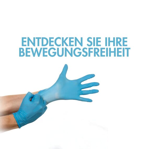 HANSKA 1000 Blau Nitril-Einweghandschuhe – puderfrei – Einweg – beidhändig tragbar – unsteril – Gummibasis – Geeignet für medizinische Bereiche und Lebensmittelverarbeitung (1000, M)