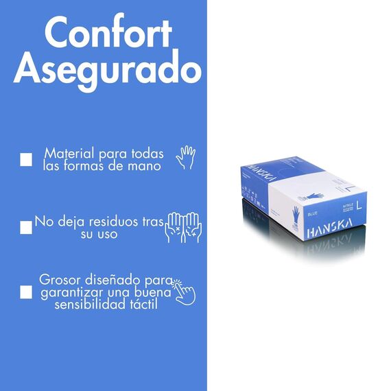 HANSKA 100 Blau Nitril-Einweghandschuhe – puderfrei – Einweg – beidhändig tragbar – unsteril – Gummibasis – Geeignet für medizinische Bereiche und Lebensmittelverarbeitung (100, XL)