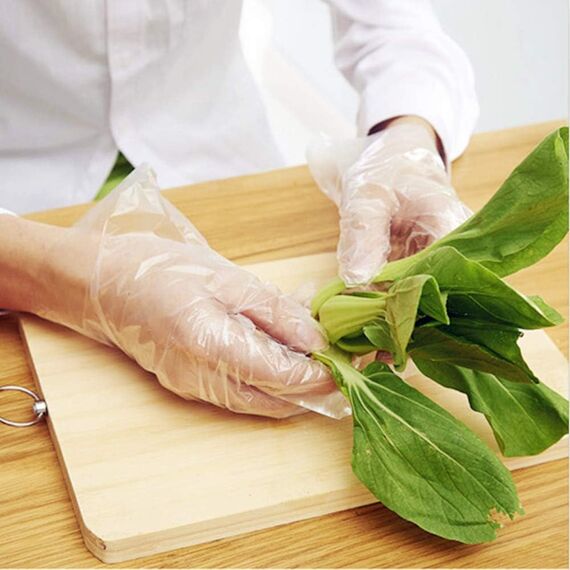 Brandon-super 500 Stück Einweghandschuhe für die Lebensmittelzubereitung - lebensmittelsichere Einweghandschuhe aus Kunststoff, Handhabung von Lebensmitteln, Einheitsgröße für die meisten