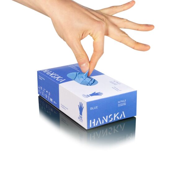 HANSKA 500 Blau Nitril-Einweghandschuhe – puderfrei – Einweg – beidhändig tragbar – unsteril – Gummibasis – Geeignet für medizinische Bereiche und Lebensmittelverarbeitung (500, XL)